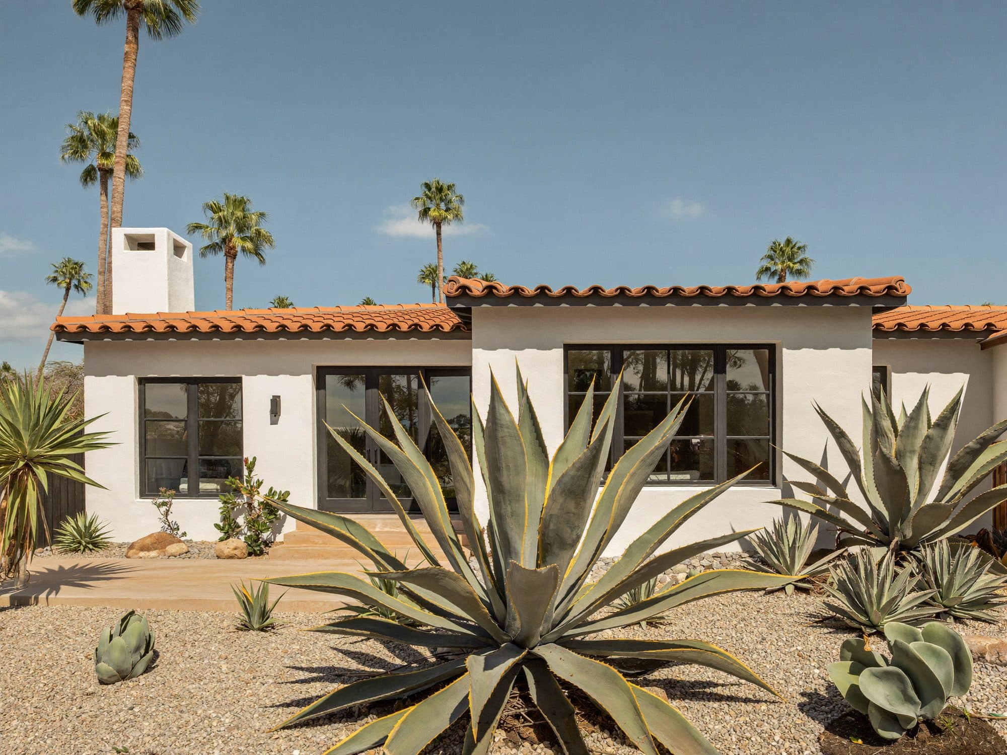 Spanish-style Los Angeles home with fresh stucco and tile roof